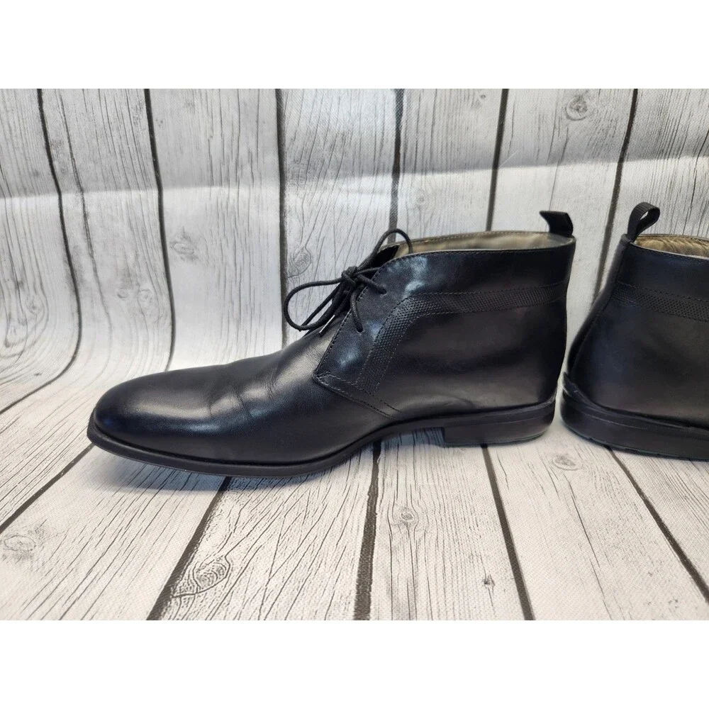Clarks Gleeson Hi Gore-Tex Boots Mens 10 M Black Leather Ankle Chukka Waterproof